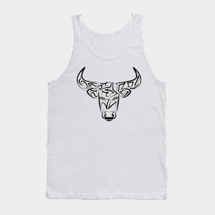 Black and White Tribal Bull / Ox Tank Top